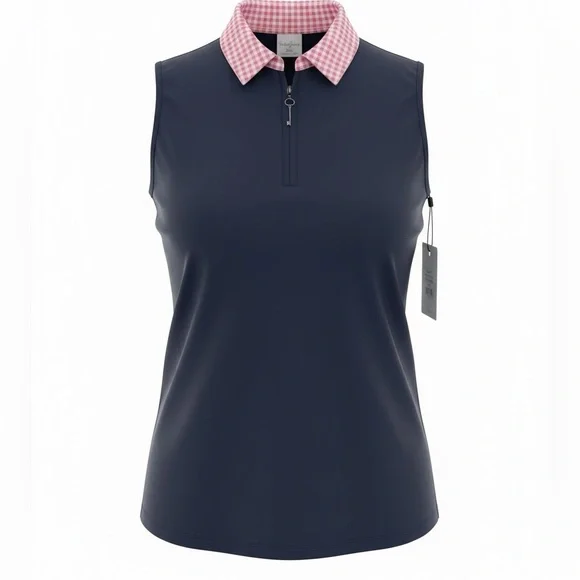 🆕NWT Belyn Key Navy Birdie Sleeveless Golf Polo Shirt. Size XS - Picture 3 of 8